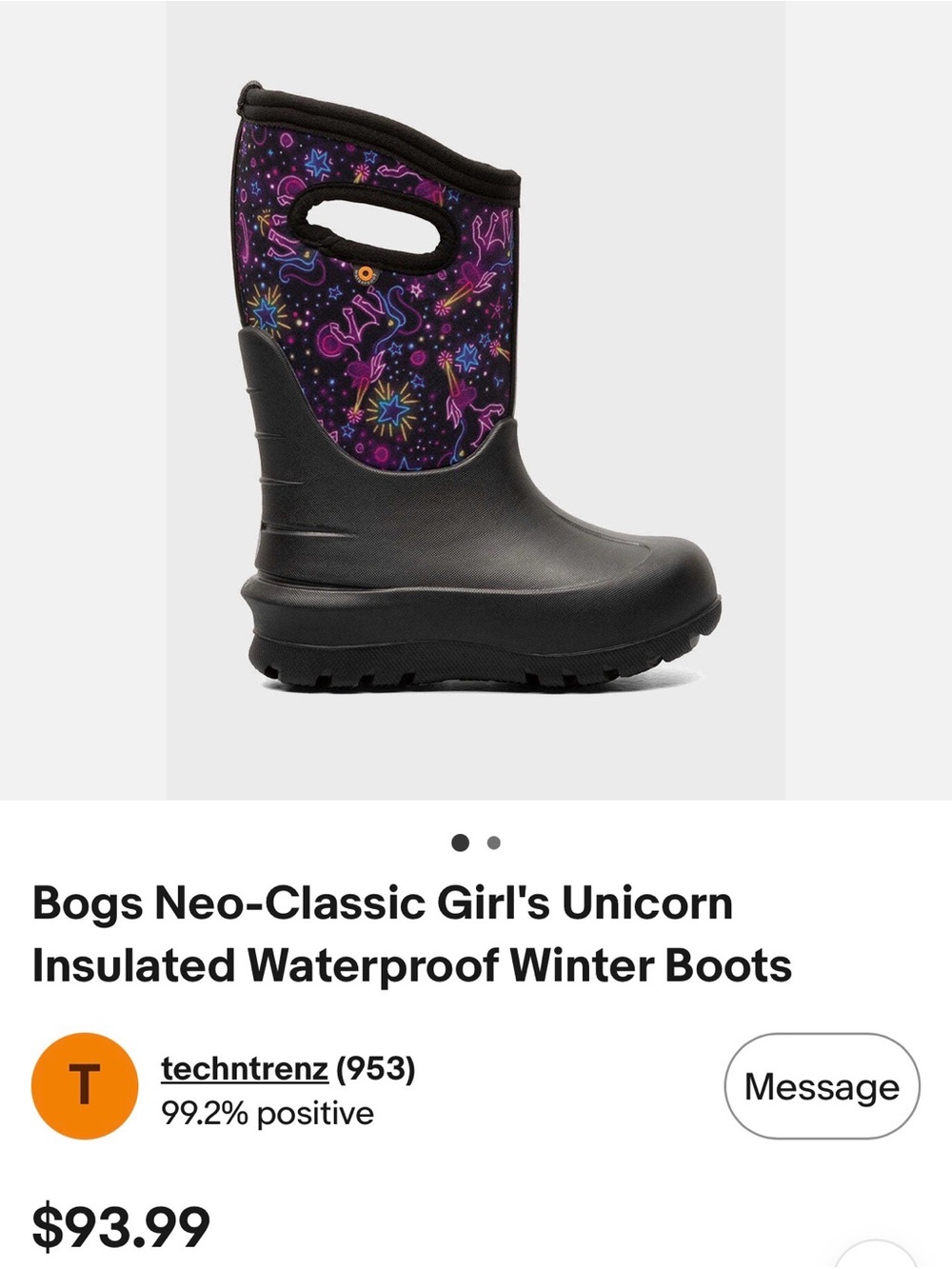 Bogs Neo-Classic Girl's Unicorn Insulated Waterproof Winter Boots - Picture 9 of 9